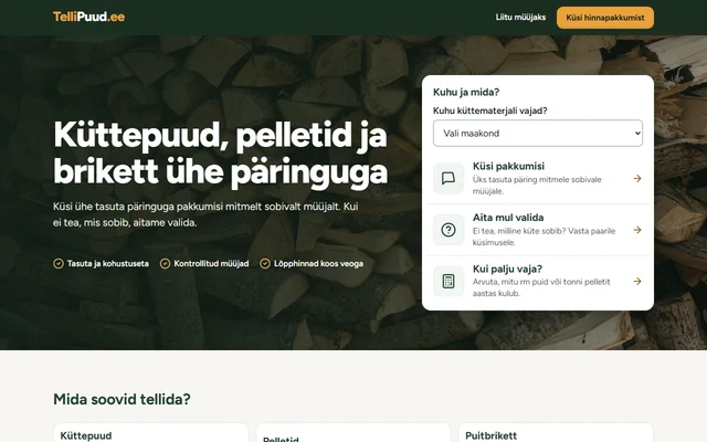 TelliPuud.ee avalehe eelvaade